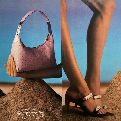 2000 Tod's Shoes Handbag 2 pg PRINT AD Spring Woman Sexy Legs Ankles Feet Heels