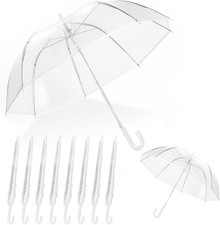 8 Clear Windproof Umbrellas for Weddings  Outdoor Events - Set of 8