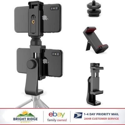 Dual Cell Phone Tripod Mount Adapter for Smartphones and Cameras, Adjustable