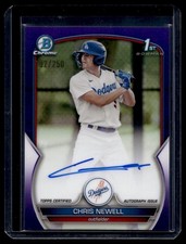 2023 Bowman Chrome Prospect Purple Refractor Chris Newell Auto 192/250 Los
