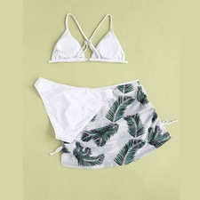 Kids Child Girls 3 Piece Swimsuits Bathing Suit Soild Bikini Tops 14/16 160