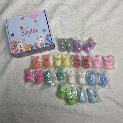2 1/4  flocked peeps bunny Bunnies Lot Of 24 Happy Easter Party Gifts