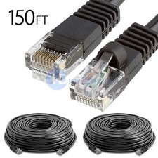 2x 150FT CAT5e Cable Ethernet Lan Network CAT5 RJ45 Patch Cord Internet Black