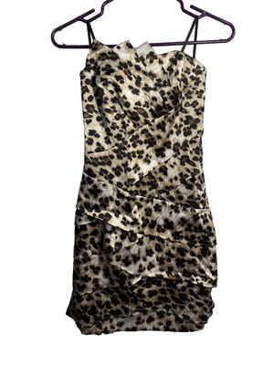 BCX womens strapless dress size 5 animal print short cocktail