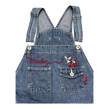 Vintage 90s Mickey Unlimited Embroidered Cowboy Mickey Denim Overalls Size XL