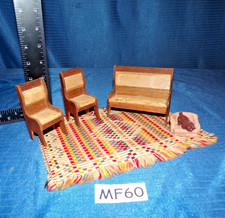 Antique Vintage Dollhouse Doll House Lot: German 1890s Parlor Set w Acc MF60