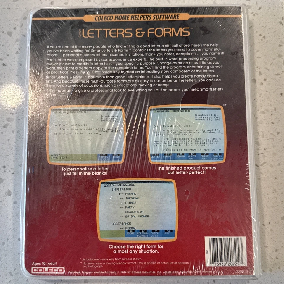 Smart Letters and Forms Coleco for ADAM ColecoVision Computer NEW - Image 2 of 2