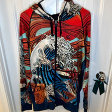 INK n BURN Men's Full Zip Hooded running Hoodie w/ Pockets Multicolor Graphic S