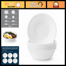 6-Piece Lightweight Round Soup/Cereal Bowl Set - 18-Oz, Chip Resistant, White