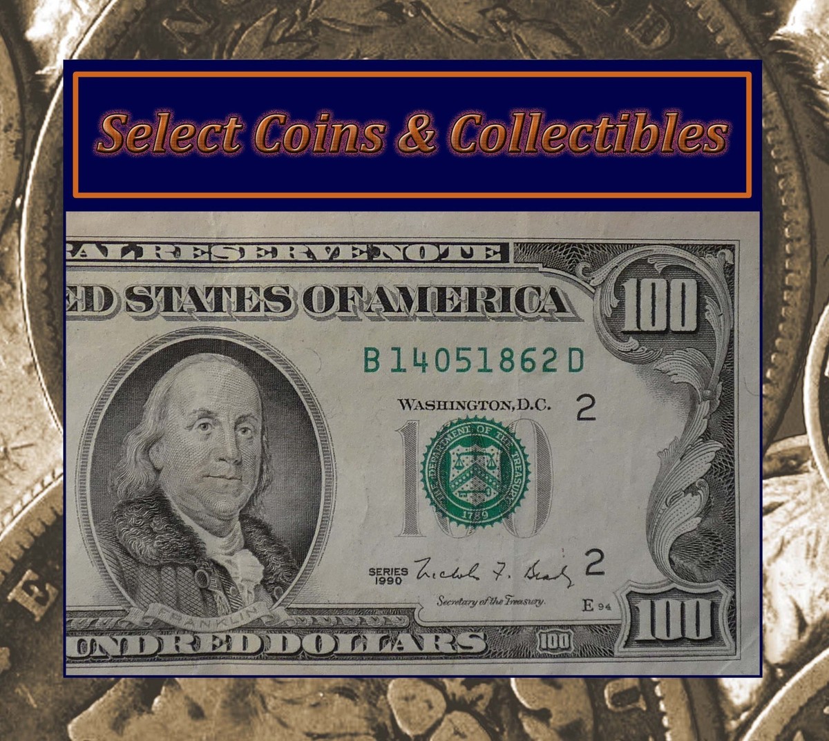 5pcs G 100 Dollar Banknotes, Old $100 GLeaf Bills for Party Notes Album