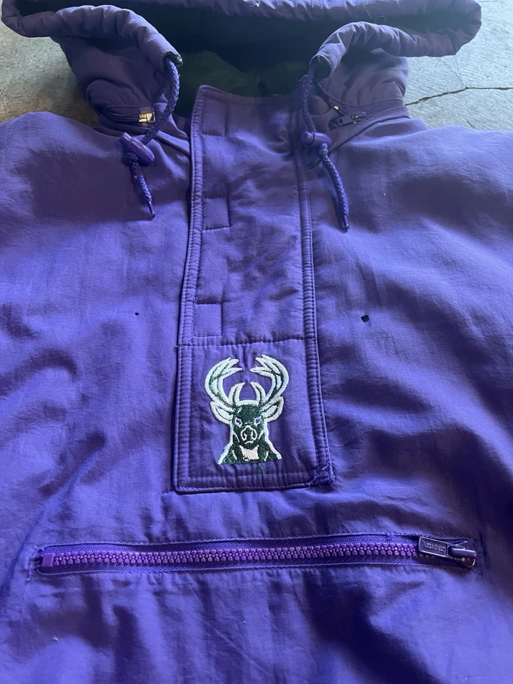RARA Chaqueta de Arranque Vintage Años 90 NBA Milwaukee Bucks Talla Grande Foto 3 de 4