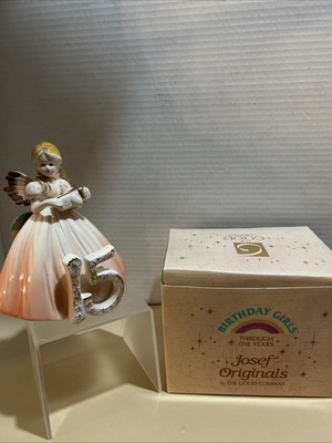 Vintage Josef Originals Birthday Girl Angel 15 Year Old Figurine Pink Dress