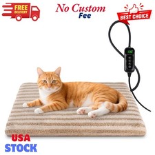 Pet Heating Pad, Waterproof Heated Cat Bed with 11 Adjustable Temperatures ...