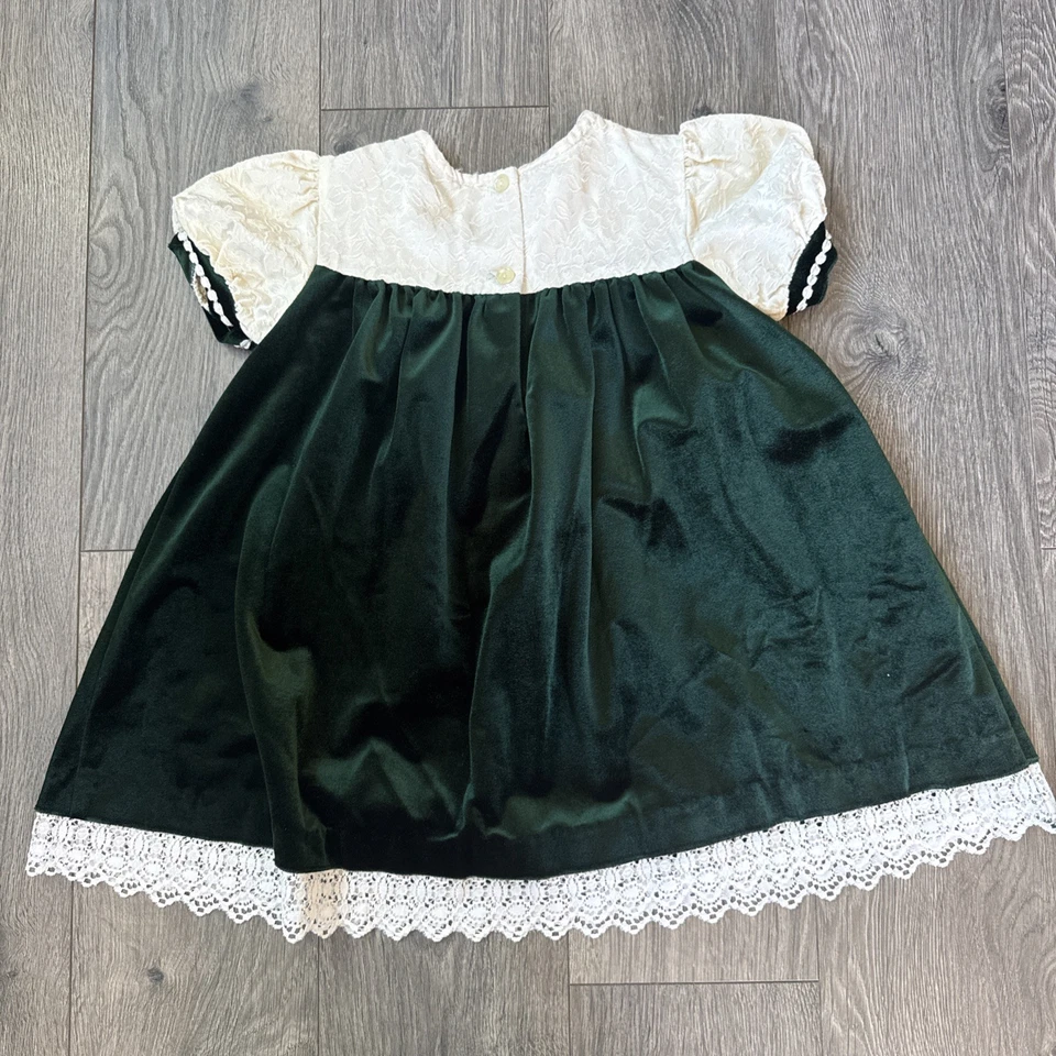 Винтажное платье для девочек Bonnie Jean New York размер 4T сделано в США зеленое рождественское - Изображение 3 из 4