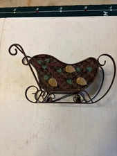 Santa’s sleigh. Tabletop decor. Christmas decor Pine cones & Holly