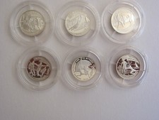 Russland 6 x 1 Rubel 1997, 100 Jahre Fußball Silber PP