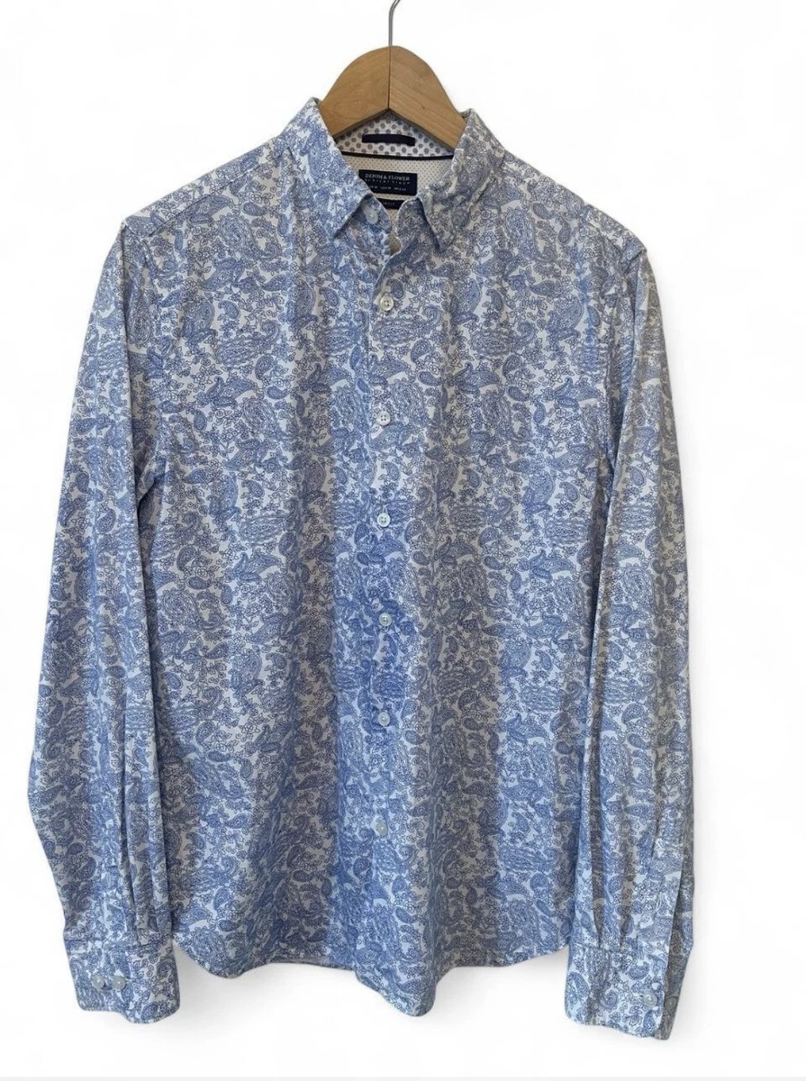 Denim Flower Casual Button-Down Shirts for Men for sale