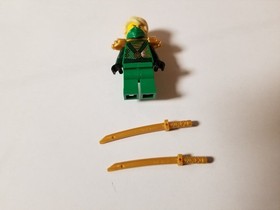  LEGO green ninja Ninjago Lloyd Minifigure with 2 gold swords 70722 new 