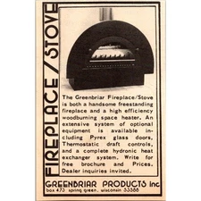 Greenbriar Products Inc Fireplace/Stove Spring Green WI 1977 Ad SAJ1-M8