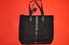 Borsa Lacoste grande in feltro nero lana con cinghie in pelle cerniera tasca interna