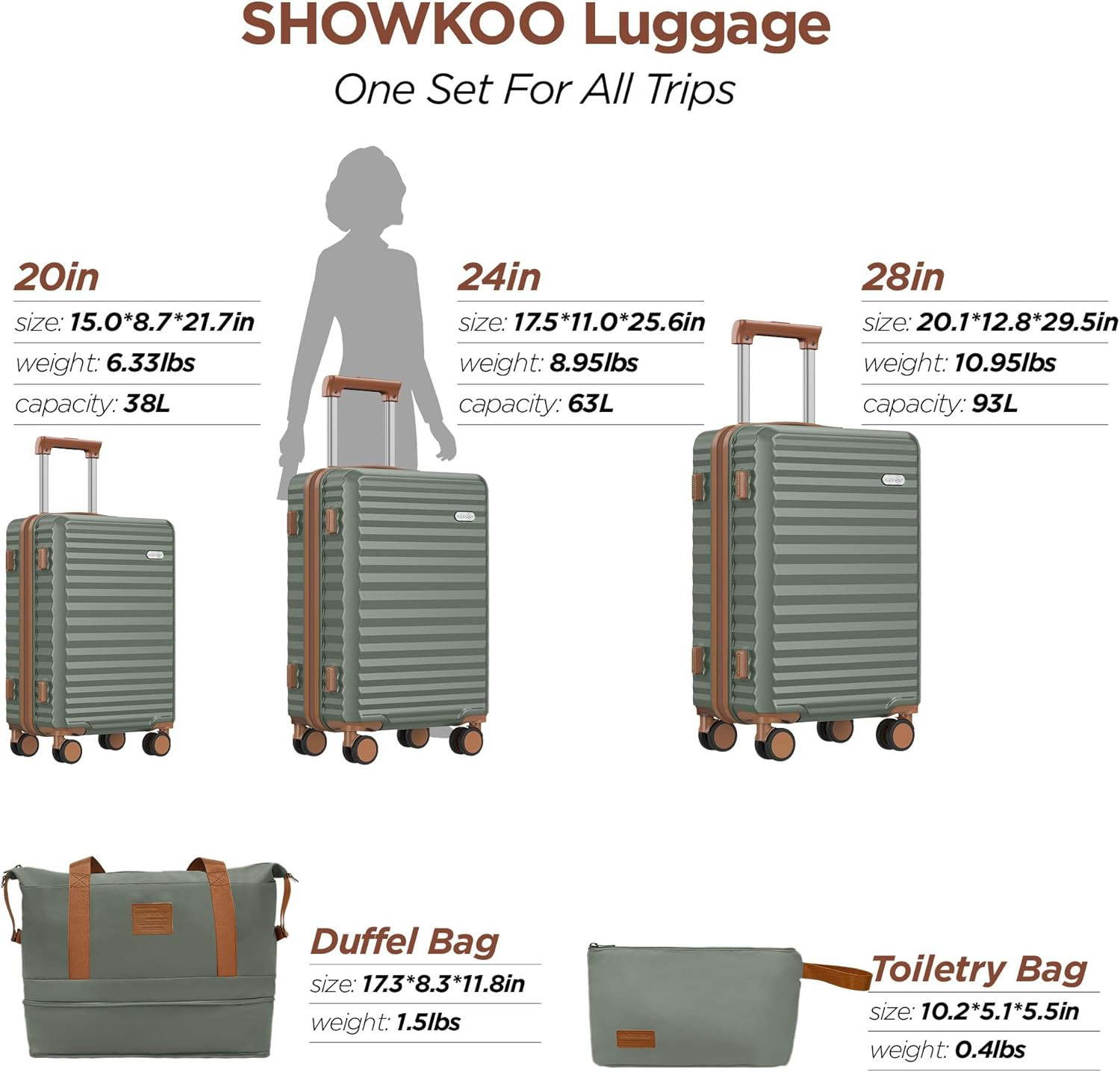 Luggage Sets 3 Piece Hardside Expandable Suitcase with Double Spinner Wheels Tsa