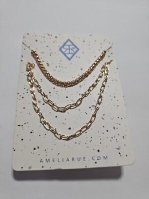 Amelia Rue NEW layering necklace set gold tone