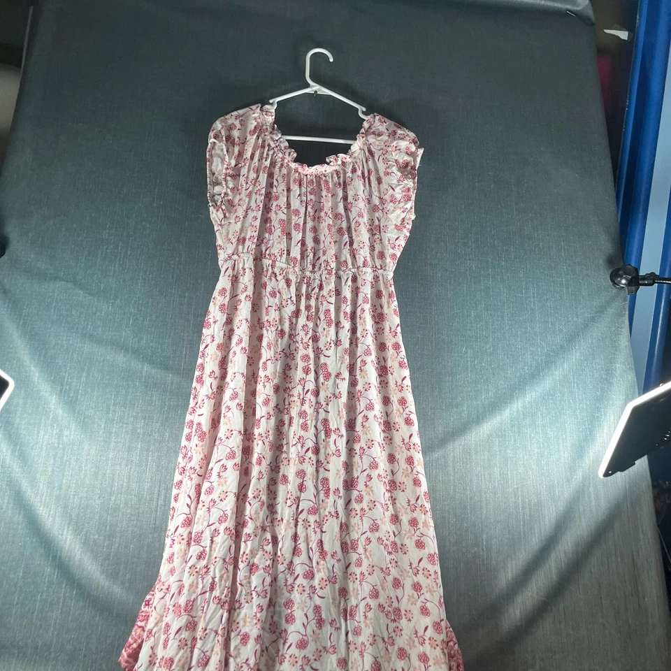 Maxi Vestido New Look Mujer Talla 1X Floral Dobladillo Alto Bajo Volantes Boho Verano Rayón Foto 4 de 4