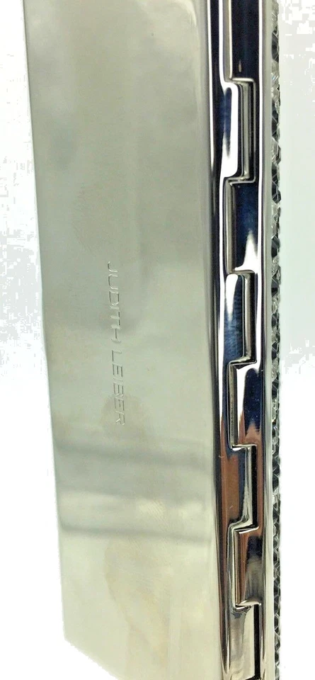 Judith LEIBER Mirror Slim Pocket White Black ZEBRA Stripes Crystal NEW NiB - Image 3 of 4