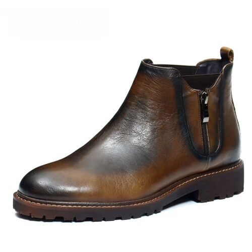 Bottes de cheville pour hommes britanniques moto Chelsea chaussures en cuir véritable zippé style rétro 9 - Photo 1/21