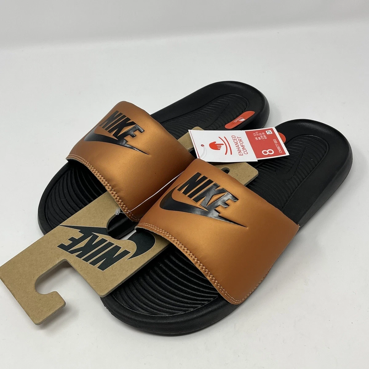 NWT Nike Victori One Sandals Slippers Slides Gold Victory Women s