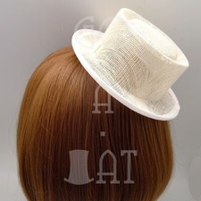  2pcs Sinamay Fascinator Mini Porkpie Top Hat Woman Millinery DIY Base  Ivory