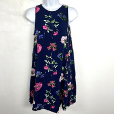 Old Navy Navy Floral Shift Dress Sz S Sleeveless Garden Party Cottage Classic