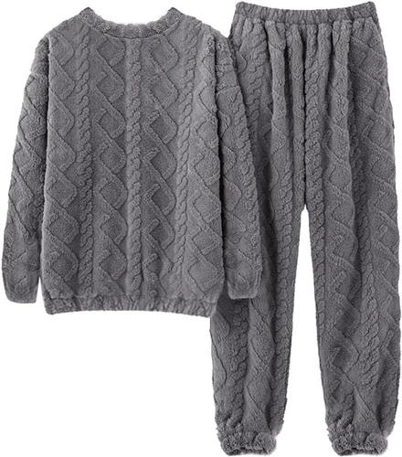 Conjunto de pijamas de lana para mujer invierno mullido cálido traje de casa ropa de dormir ropa de dormir PJS - Imagen 10 de 18