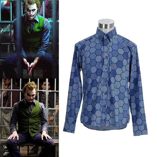 Men Batman Dark Knight Joker Hexagon Shirt Cosplay Costume Halloween Party Top - Picture 1 of 12