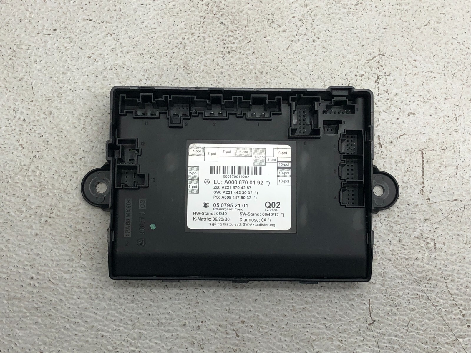 Mercedes S550 Rear Sam Control Module 2007-2013 MERCEDES S550 REAR LEFT DRIVER SIDE DOOR CONTROL MODULE OEM ...
