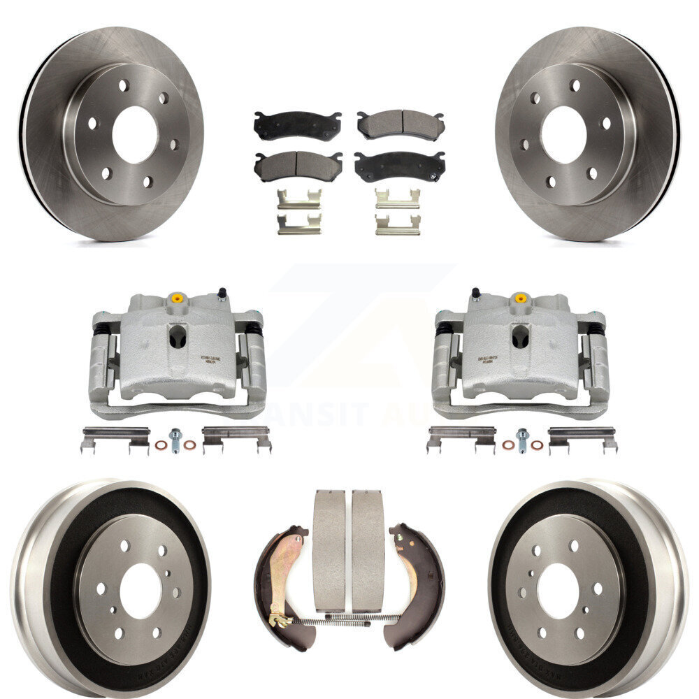 Front & Rear Brake Caliper Rotor Drum Ceramic Pad Kit for Chevrolet GMC 1500