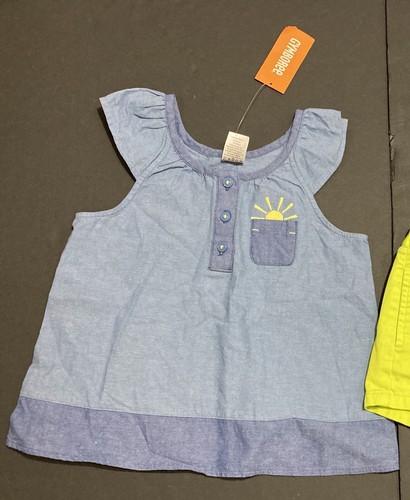 Girl's Gymboree & Gap Outfit Size 5 - Denim Sun Top w/Lemon Lime Shorts NWT/EUC - Picture 2 of 7