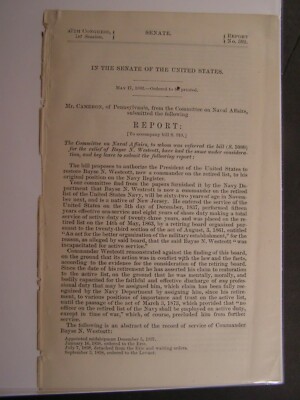 Gov Report 1882 Restore Bayse N Westcott Original Position on the Navy Register 