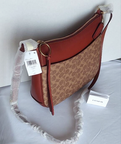 NWT Authentic Coach Chaise Crossbody In Signature Canvas 38579 In Tan Rust | eBay