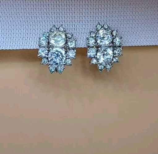 Vintage Bogoff Signed Clear Round Rhinestone Scre… - image 1