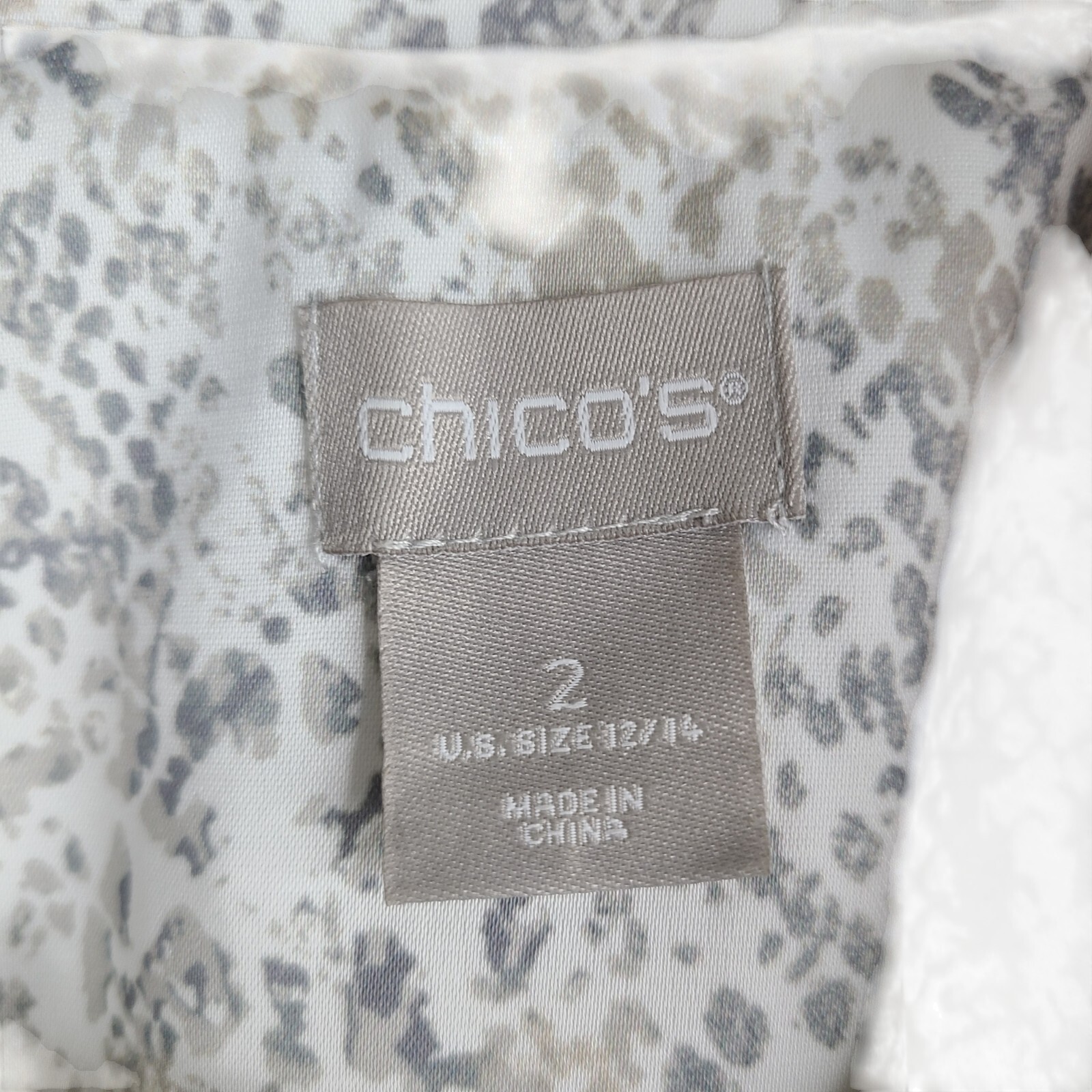 Chico's Python Print Satin Denim Jacket White/Gra… - image 12