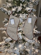 Studio McGee Holiday Stocking Serged finish Off White Beige/Red Xmas Threshold