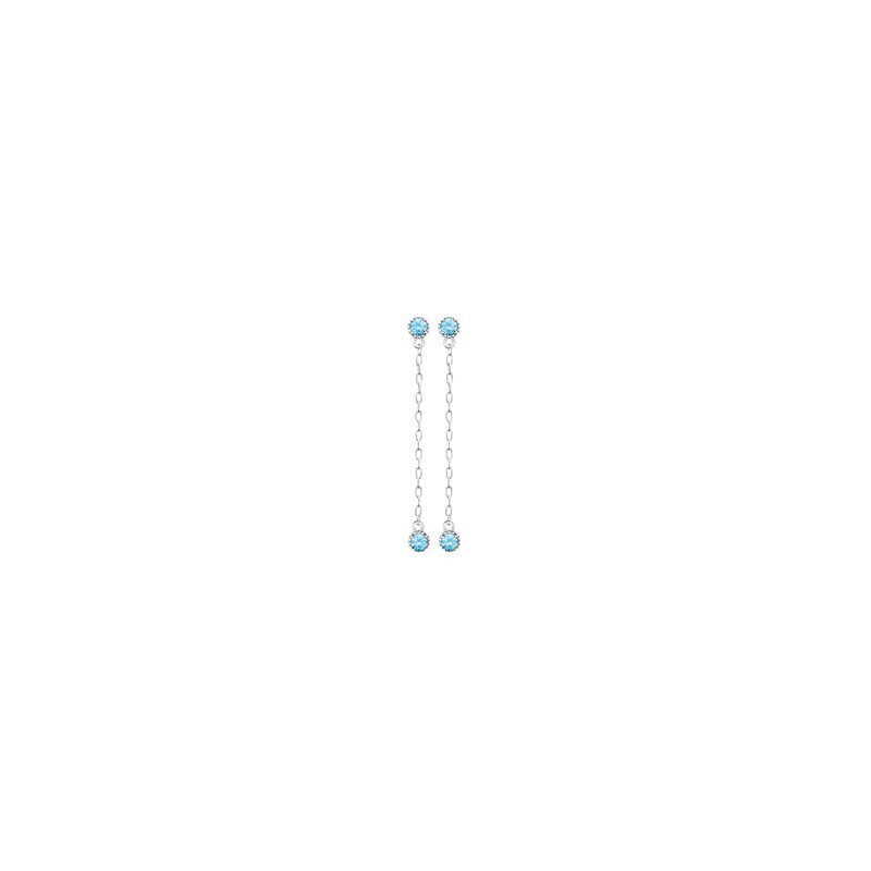 Boucles d'oreilles pendantes chaîne cristal clos argent 925 rhodié femme