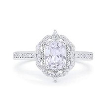 Halo Cut Wedding Engagement Round Ring CZ 925 Sterling Silver 10mm