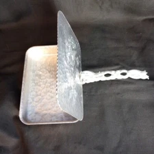 Vintage Embossed Aluminum Silent Butler/Crumb Catcher w Handle Hinged EUC