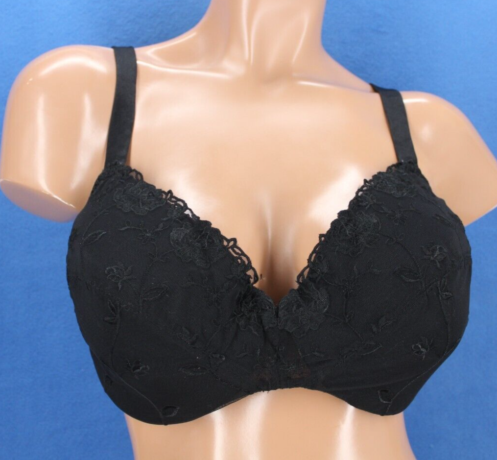 Olga Black 8595 Underwire Lined Full Coverage Bra Size 38DD #E5413