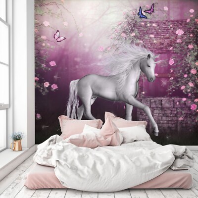 3D Unicorn Butterfly ZHUA11022 Wallpaper Wall Murals Removable Self-adhesive Ann