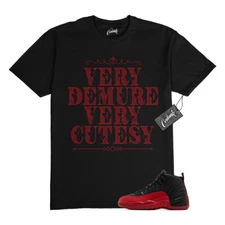 12 Flu Game 2025 Black Varsity Red T Shirt Match DEM
