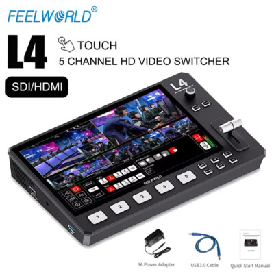 FEELWORLD L4 Multi Camera Mixer Switch 10.1'' Touch Screen USB 3.0 Video Switcher