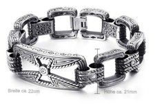 Edelstahl Biker Armband mit Gothic Kreuz Motiv und Schmucksteinen